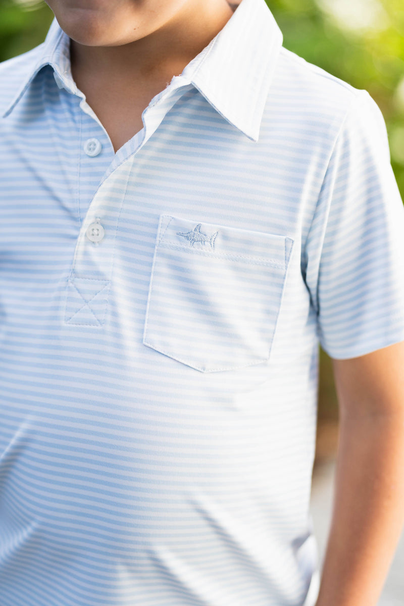 Inshore LS Performance Polo - Maroon Stripe: 14/16