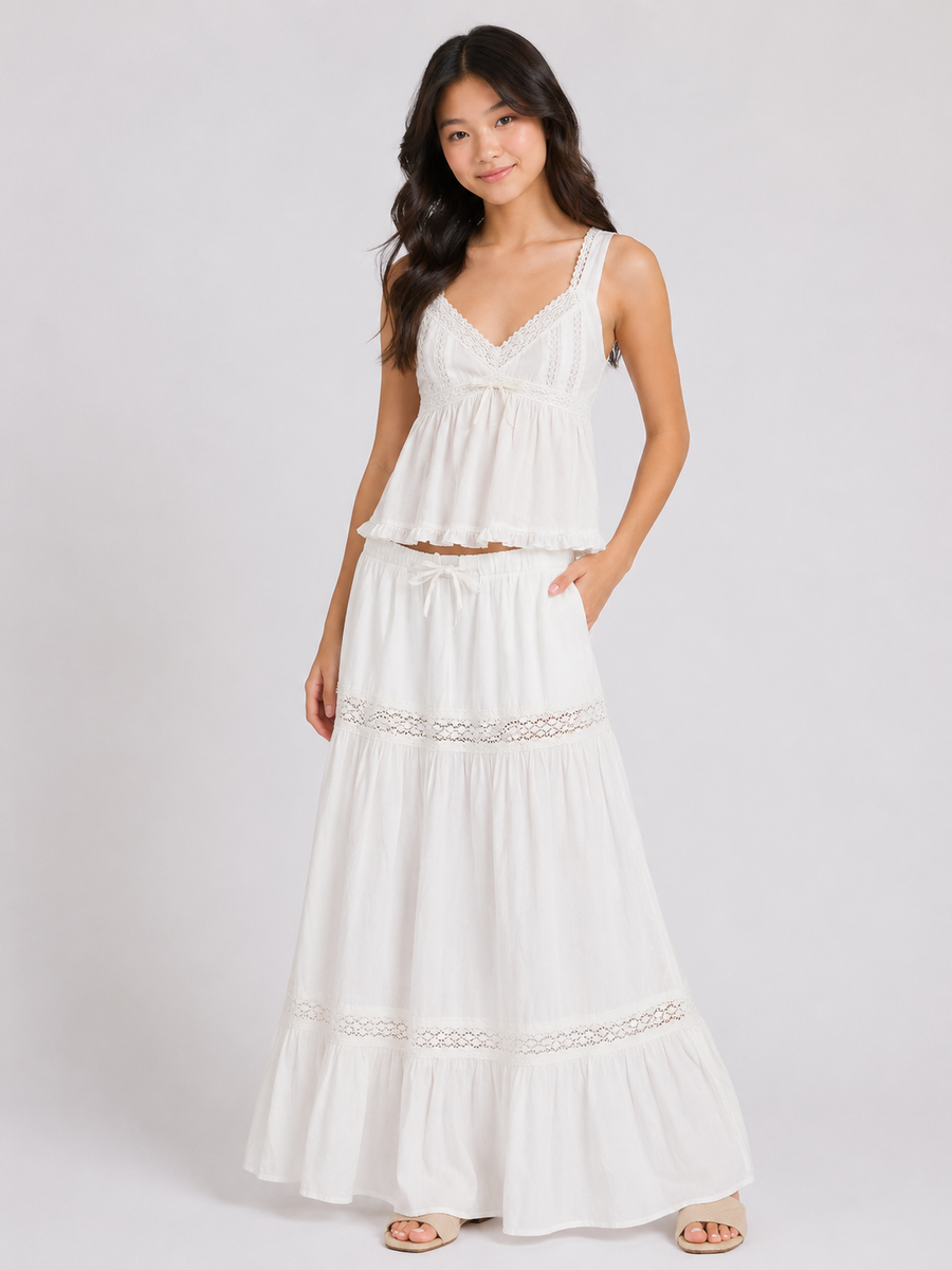 Ilyana Lace Trimmed Top - White | Katie J NYC – the blue béret