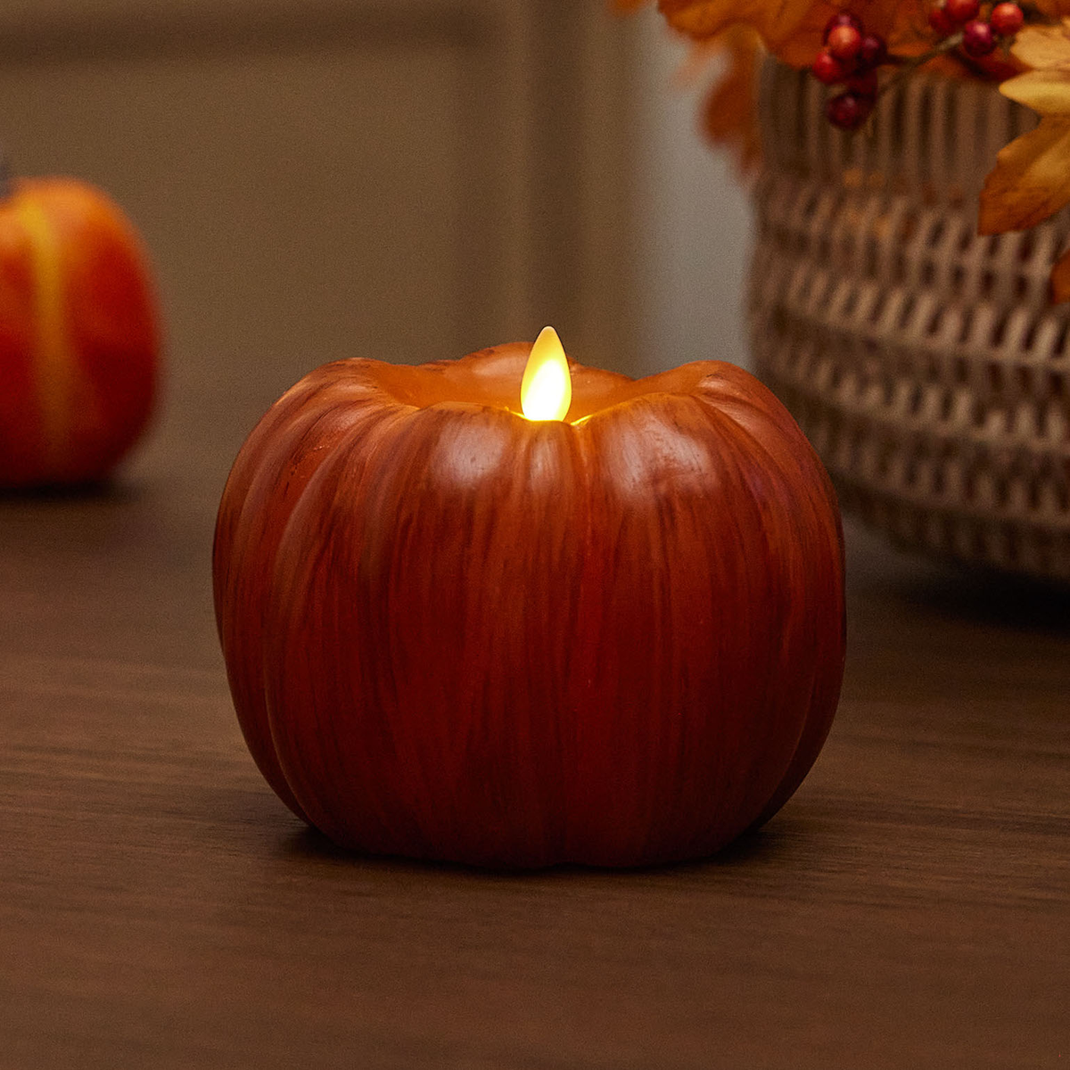 Luminara Orange Pumpkin Flameless Candle the blue béret