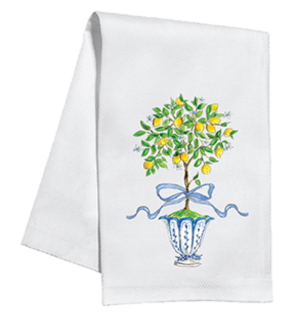 Lemon Topiary Linen Towel