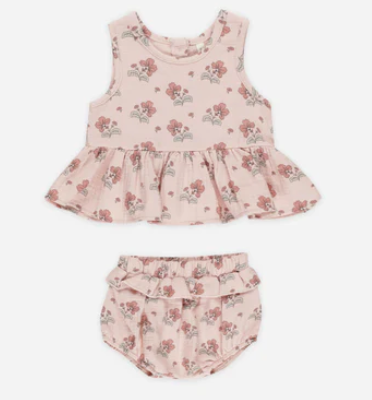 Midnight Bloom Peplum Set