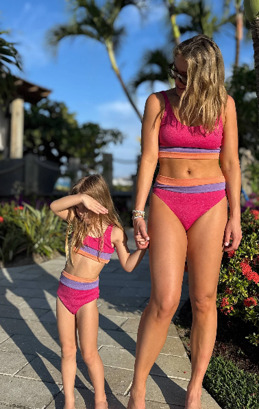 Little Mackenzie & Heidi Set Coral Bay Colorblock Scrunch – the