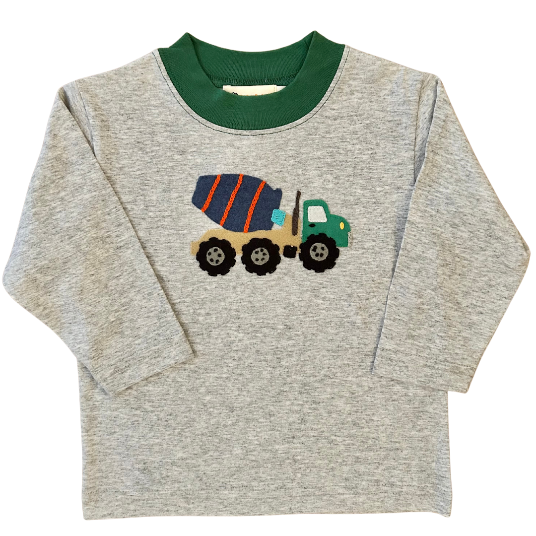 Tow Truck Applique on Yellow Stripe Tee | Luigi