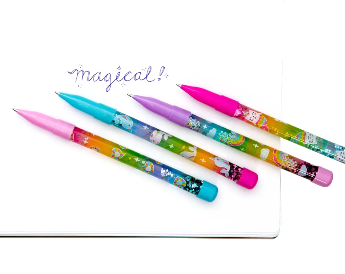 Stationery Pen, Purple Confetti Clickable Pen, Black Ink