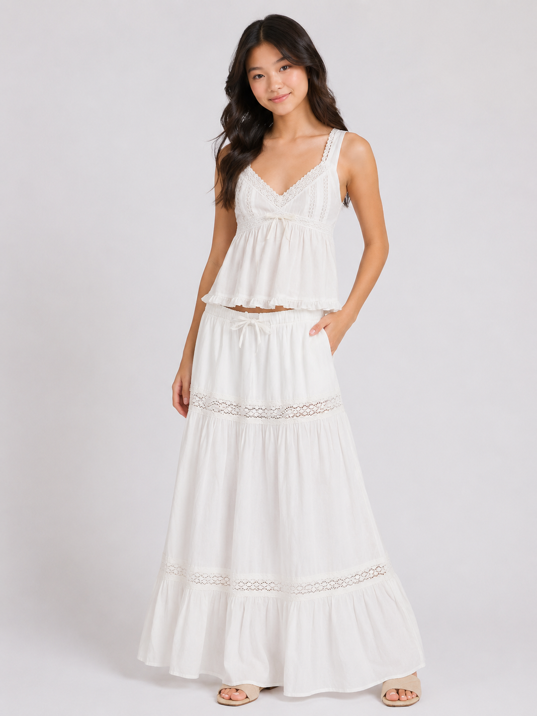 Ilyana Lace Trimmed Top - White | Katie J NYC – the blue béret
