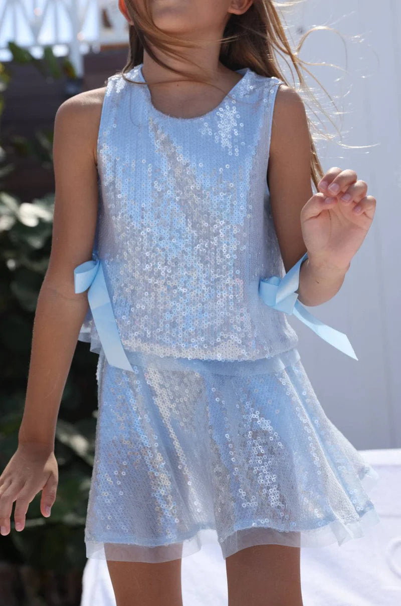 Baby Blue Bow Sequin Set  the blue bret