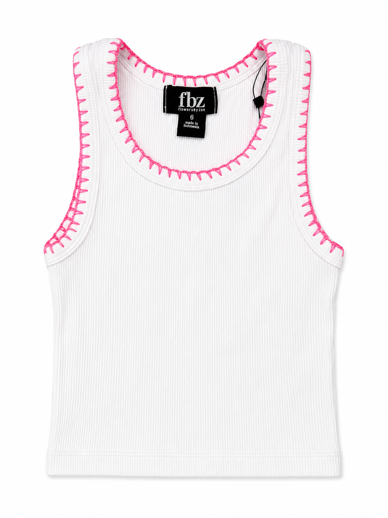 Pink Stitch Trim Tank | Flowers by Zoe – the blue béret