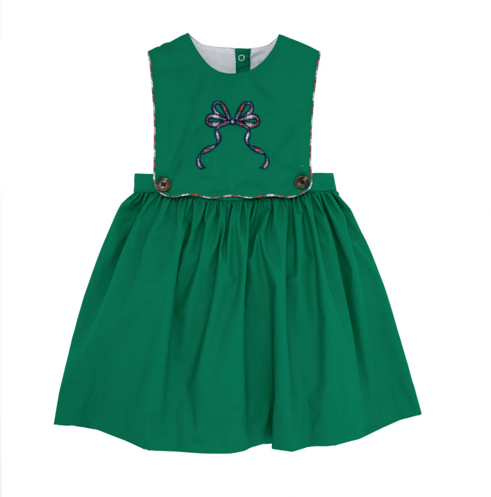 Brady Button In Dress Bow Kiawah Kelly Green Merritt Park Plaid the blue beret