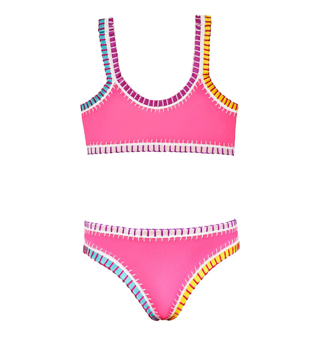 Hot Pink Rainbow Embroidered Sporty Bikini | PQ Swim – the blue béret