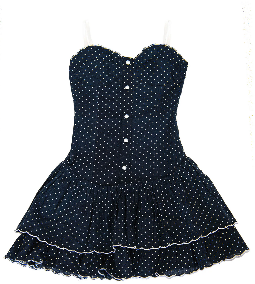 Navy Polkadot Soren Dress | Katie J NYC  the blue bret