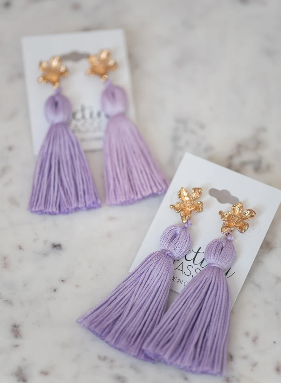 Light purple tassel earrings outlet