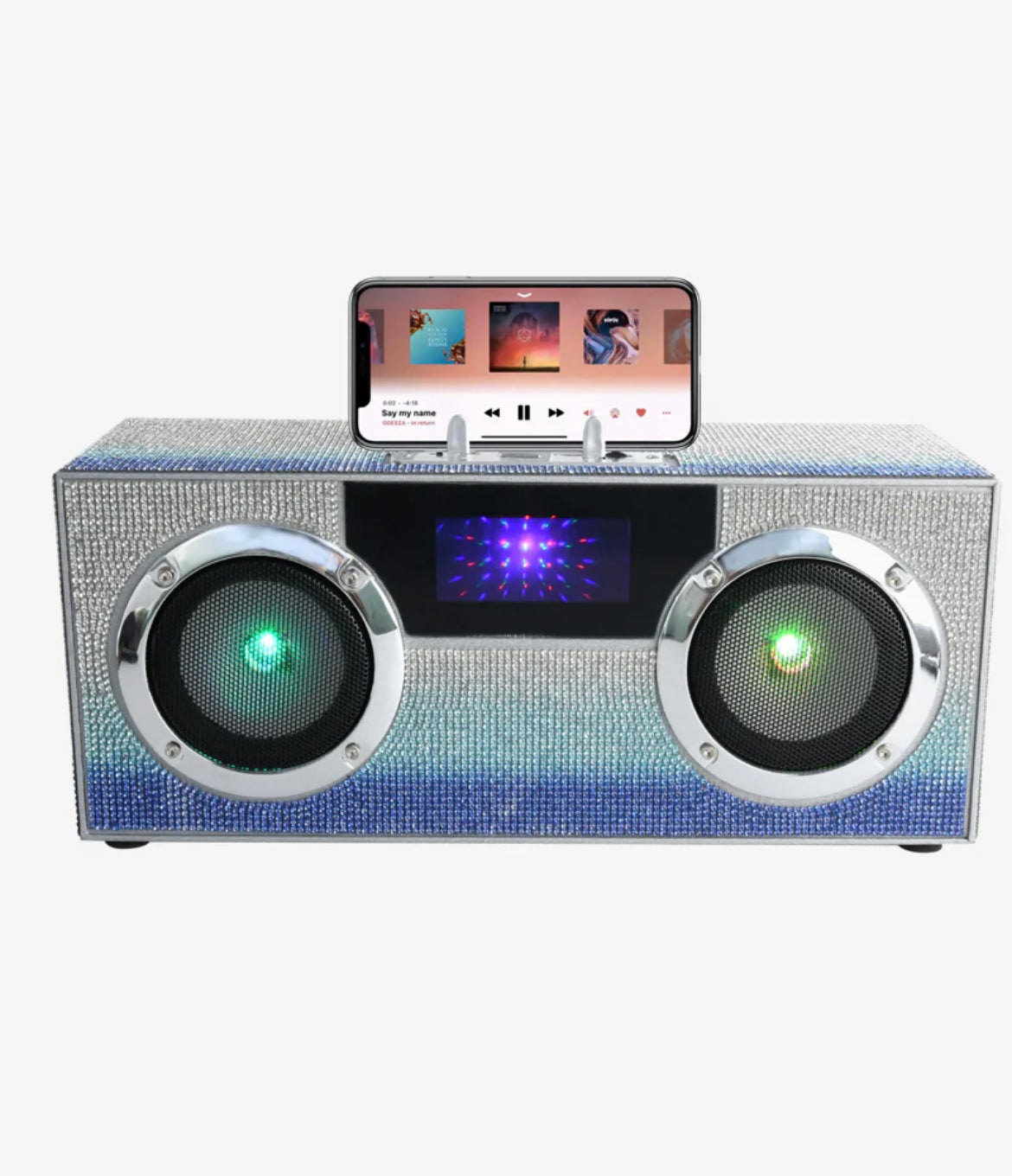 Blue Bling Mini Boombox Bluetooth w/LED - Main Image